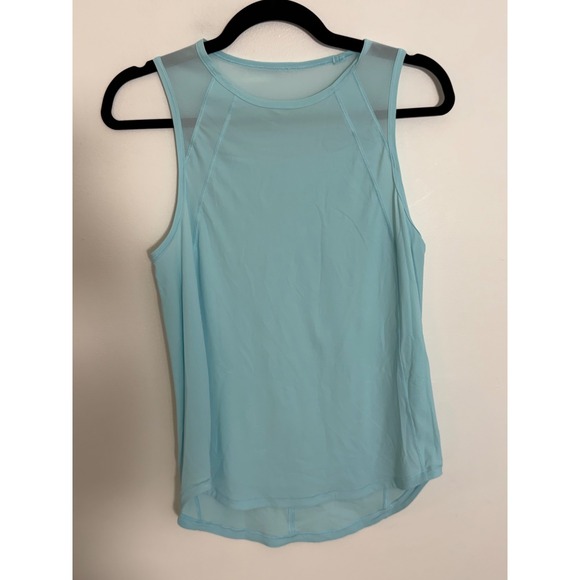 lululemon athletica Tops - Lululemon Sculpt Tank Top Light Blue Mesh Panel Athletic Sleeveless Women Size 4